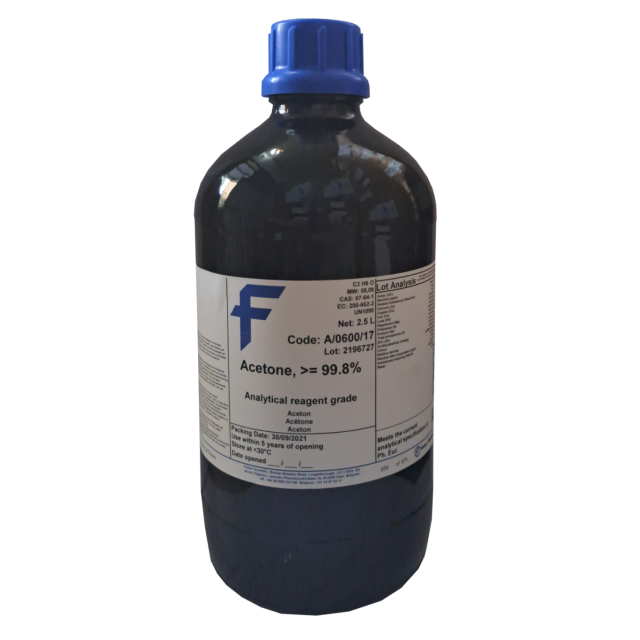 Acetone, 99.8+%, for analysis, AR, ACS, meets specifications of Ph. Eur.