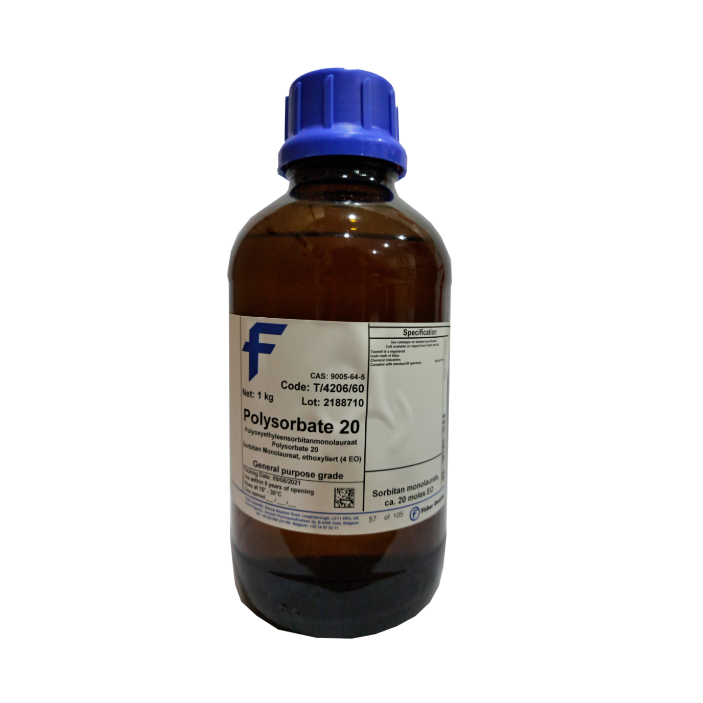 Tween 20, CAS 9005-64-5, Viscous Liquid